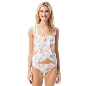 VINCE CAMUTO Blue Draped Lined Convertible Tankini Swimsuit Complete Set Size S